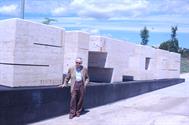 Josep Maria Subirachs in front of his sculpture.