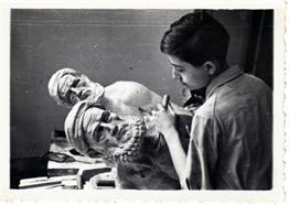 Josep M. Subirachs, aged fifteen, working as an apprentice in the sculptor Enric Monjo's studio.